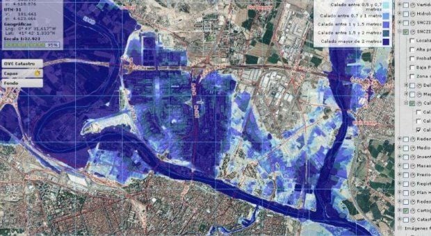 La cartografía de inundación de la Confederación Hidrográfica del Ebro CHE