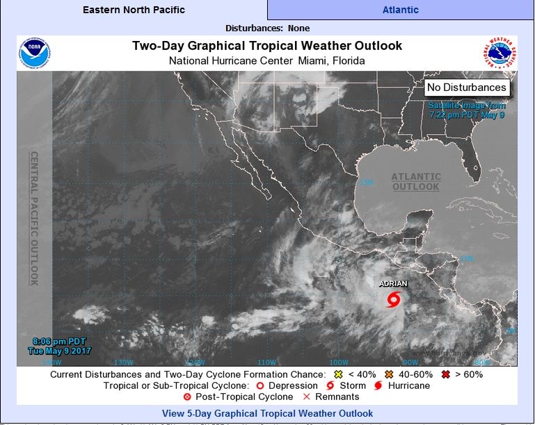 Adrián la primera tormenta tropical en el Pacífico Nordeste de 2017