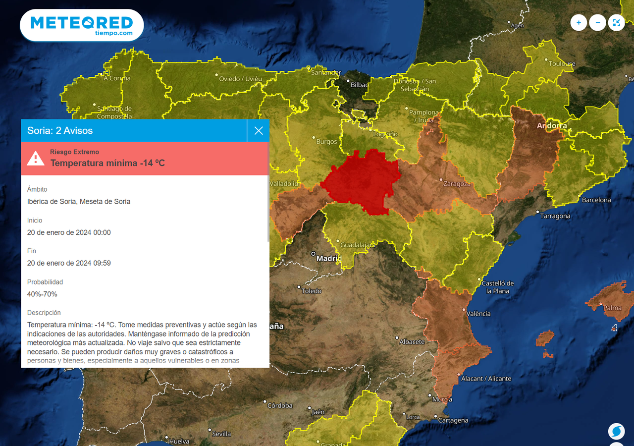 AEMET activa avisos rojos por frío mañana habrá más de 6 millones de