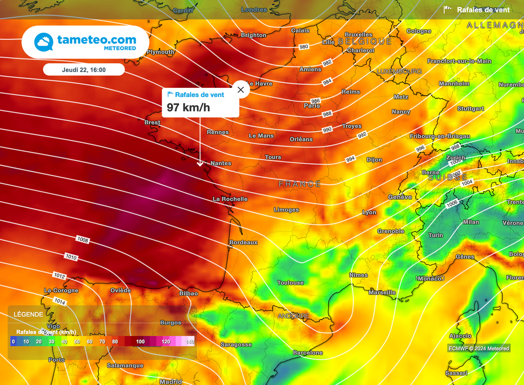 Météo tempête Louis en France Rafales jusqu à 130km h et