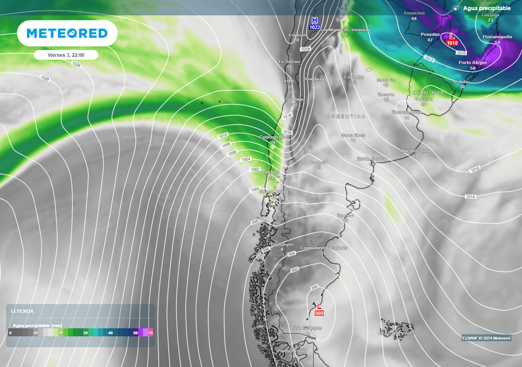 Río atmosférico y sistema frontal dejarán lluvia y nevadas intensas