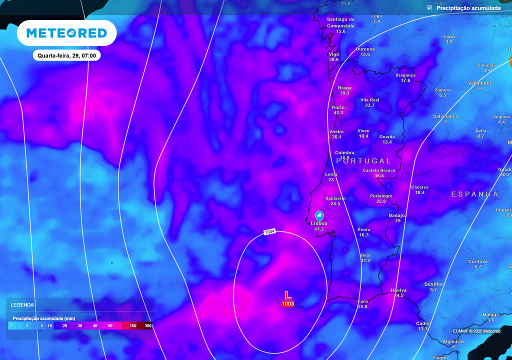 Mapa atmosférico: Precipitação Acumulada Mapa atmosférico: Precipitação Acumulada