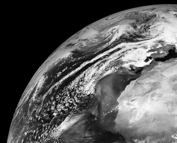 Imagen VIS0.6 del 8 a las 12 UTC. Fuente, Universidad de Dundee. Copyright EUMETSAT