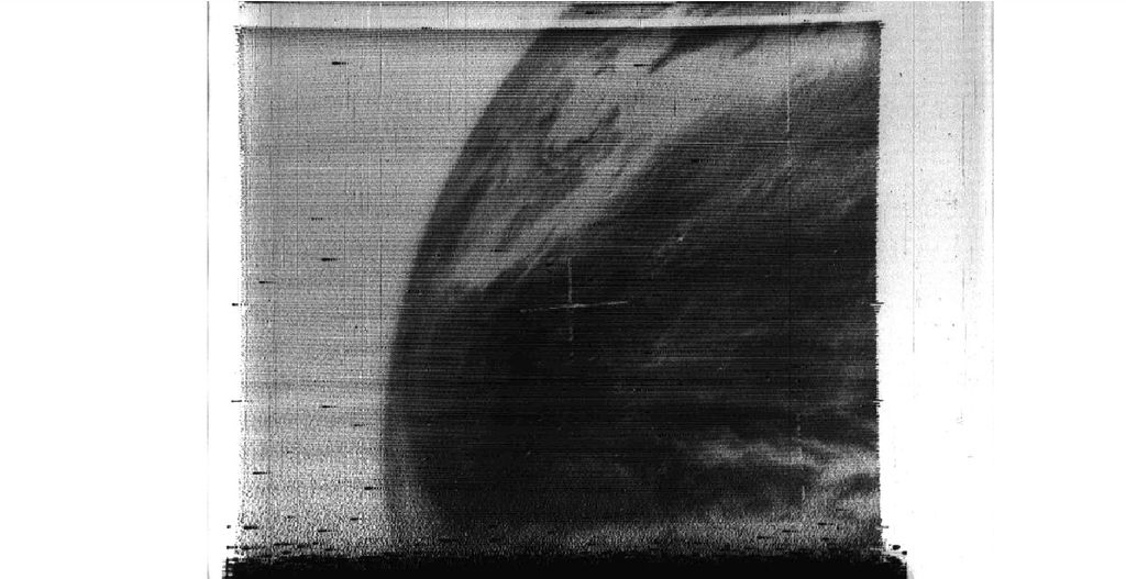 Supuesta primera imagen del TIROS-1, que fue tomada el 2 de abril de 1960. Detalle. CIMSS Blog