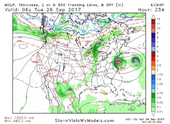 El huracán Jose y la tormenta tropical Maria podrían bailar uno alrededor del otro y dar lugar al efecto Fujiwhara en el Atlántico, según apuntan algunos modelos de predicción