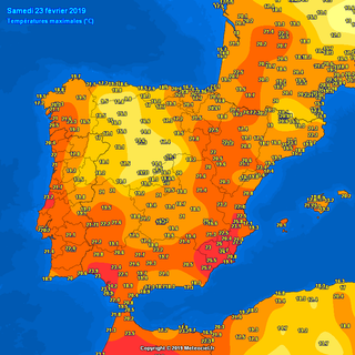 Aspectos térmicos del día 23 de febrero de 2019