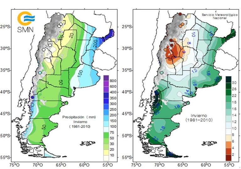Climatologia invierno SMN Argentina