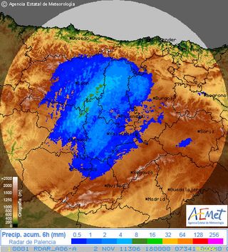 Nuevos productos radar de AEMET en Internet: las imágenes de acumulación regional en 6h. Parte II