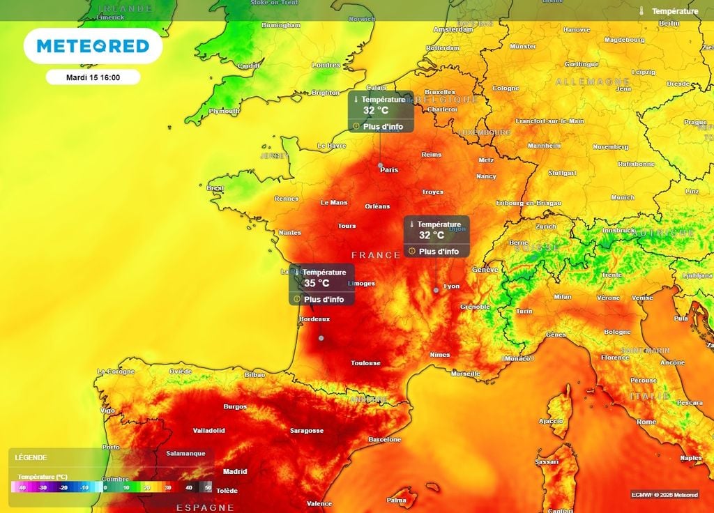 Il fera entre 30 et 35°C sur une grande partie de la France mardi après-midi Il fera entre 30 et 35°C sur une grande partie de la France mardi après-midi