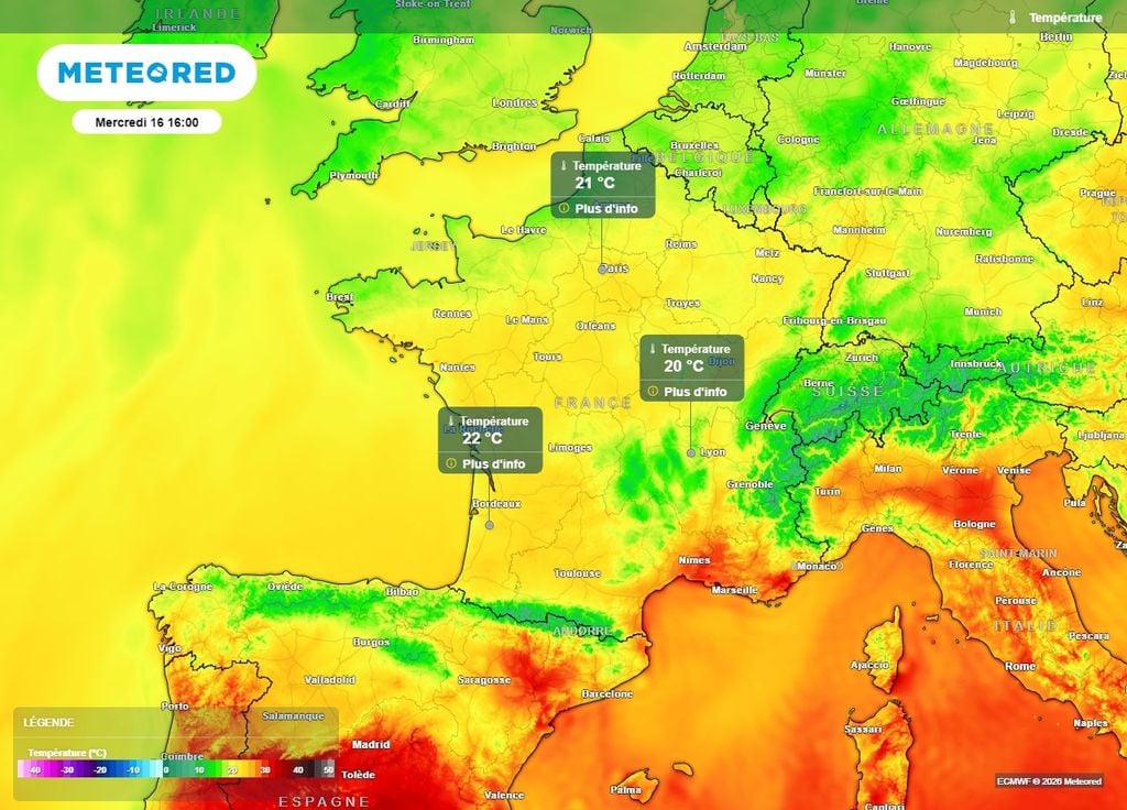 On perdra parfois plus de 10°C mercredi avec une chaleur chassée vers la Méditerranée On perdra parfois plus de 10°C mercredi avec une chaleur chassée vers la Méditerranée