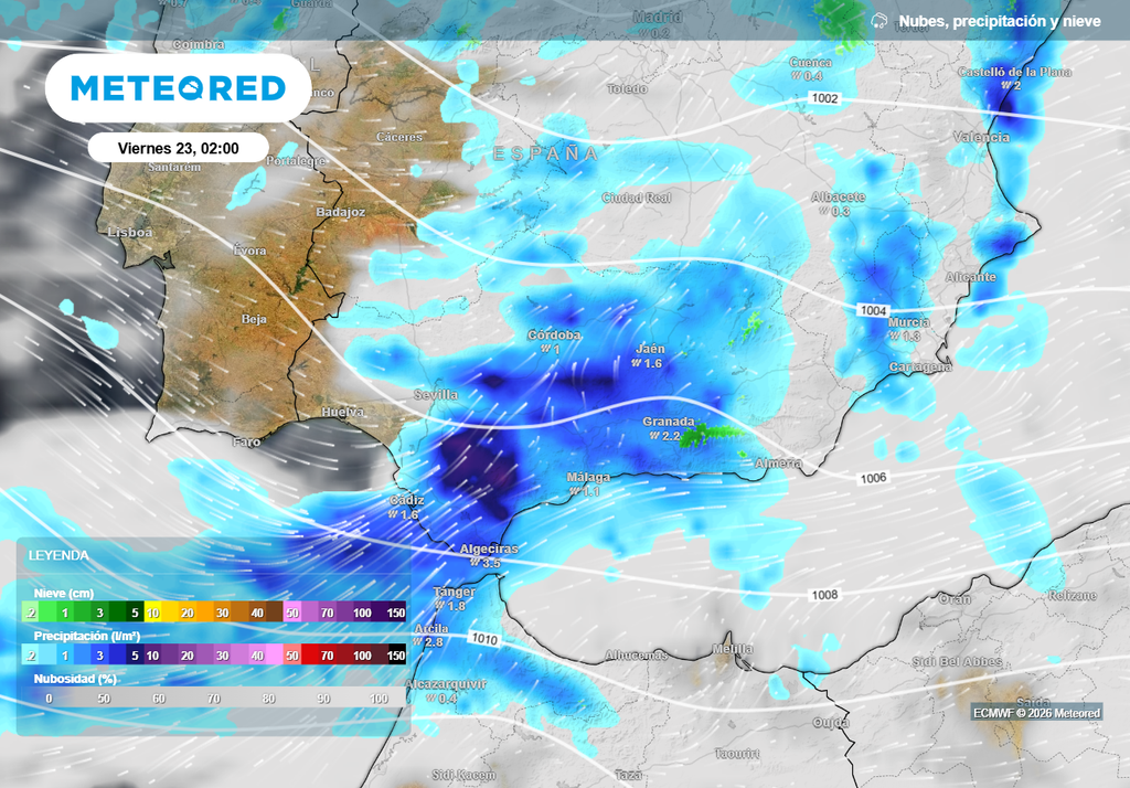 Las precipitaciones serán de cierta intensidad en el entorno del Estrecho en las próximas horas.