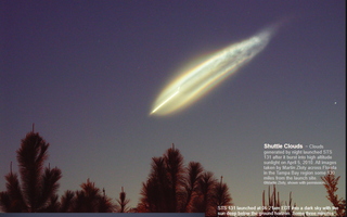 Nubes irisdicentes artificiales de la nave Discovery