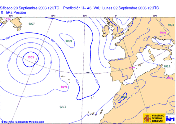 Mapas históricos de presión en superficie y frentes de la UK Met. Office del Atlántico Norte y Europa