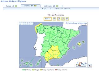 La vigilancia meteorológica en España se reordena por la noche