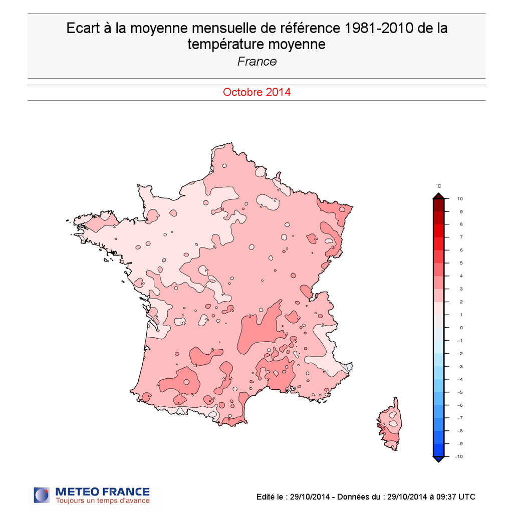 Foto 1: Anomalías de temperaturas de octubre de 2014 Anomalías de temperaturas de octubre de 2014