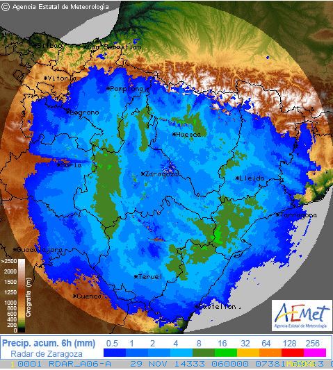 Foto 3: Acumulación en 6 h anteriores a la hora del pie de figura. Acumulación en 6 h anteriores a la hora del pie de figura.