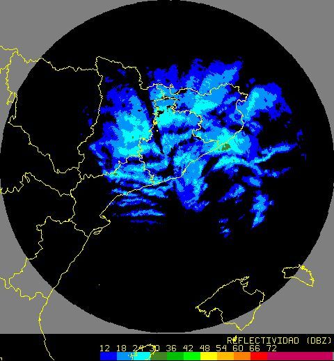 Fig. 15. Imagen de reflectividad radar del PPI más bajo Fig. 15. Imagen de reflectividad radar del PPI más bajo