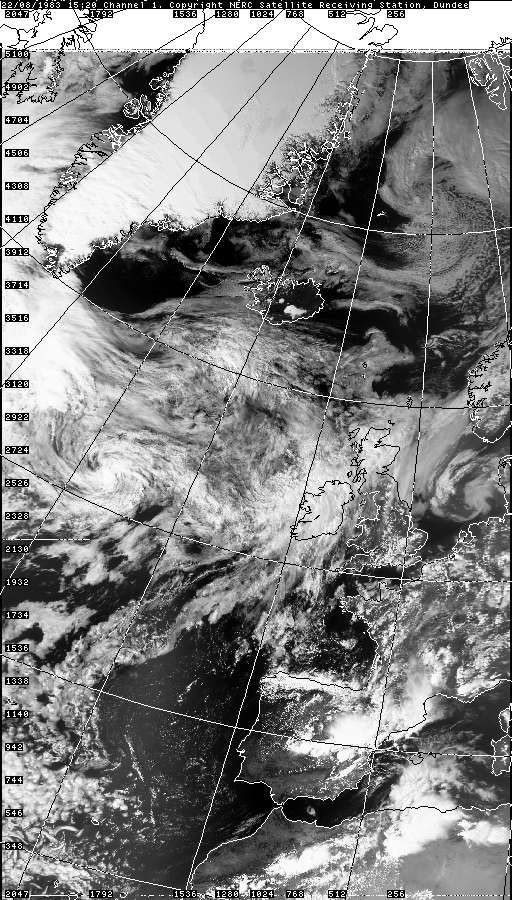 Figura 5. Ídem que el caso anterior pero par las 15:20 UTC y canal visible, VIS. Figura 5. Ídem que el caso anterior pero par las 15:20 UTC y canal visible, VIS.