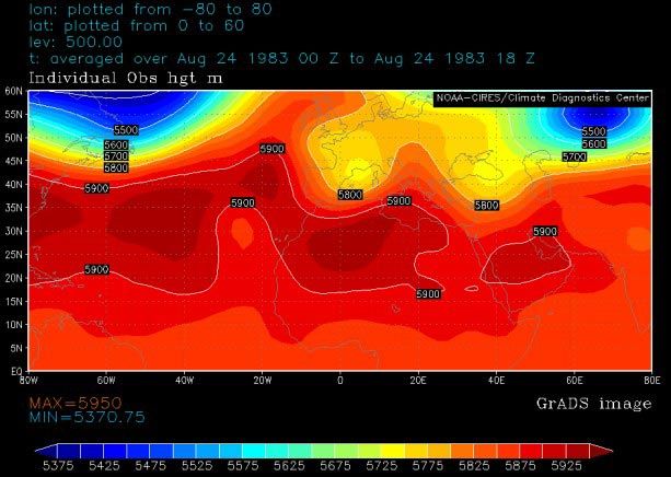 Figura 12. Situación al nivel de 500 hPa, día 24 Figura 12. Situación al nivel de 500 hPa, día 24