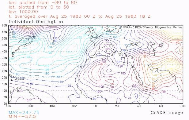 Figura 16. Situación al nivel de 1000 hPa, día 25 Figura 16. Situación al nivel de 1000 hPa, día 25