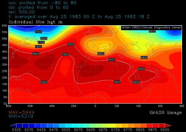 Figura 17. Situación al nivel de 500 hPa, día 25 Figura 17. Situación al nivel de 500 hPa, día 25