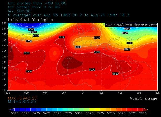 Figura 21. Situación al nivel de 500 hPa, día 26 Figura 21. Situación al nivel de 500 hPa, día 26