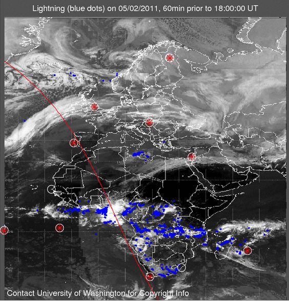 La red mundial de detección de esféricas, que posee una baja eficiencia de detección, puede marcar la llegada de posibles tormentas de nieve antes que las redes convecionales terrestres. Fuente Universidad de Washington.