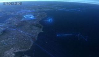 Tráfico aéreo sobre UK y estelas no rectilíneas