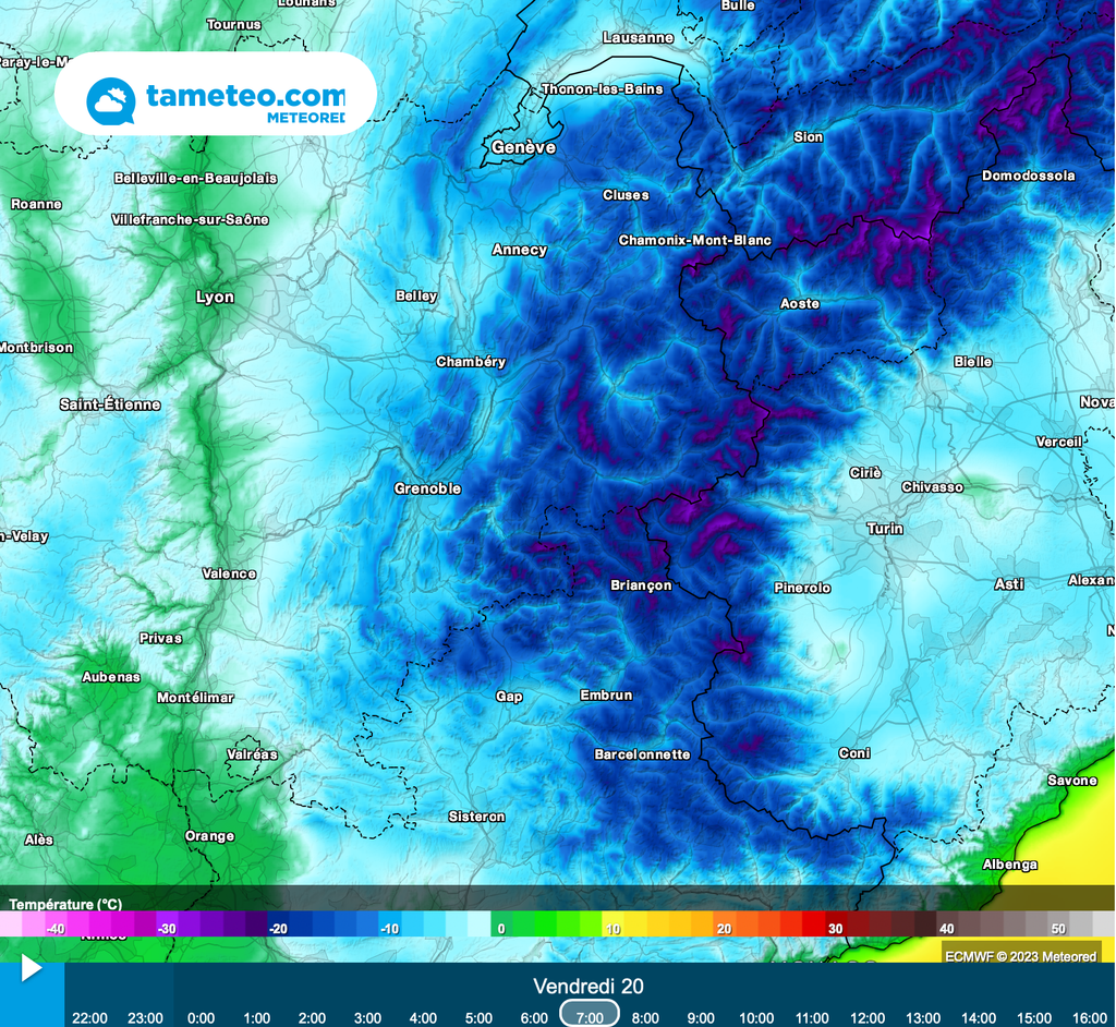 Les -20°C s'annoncent nombreux ces prochaines nuits sur le massif des Alpes.
