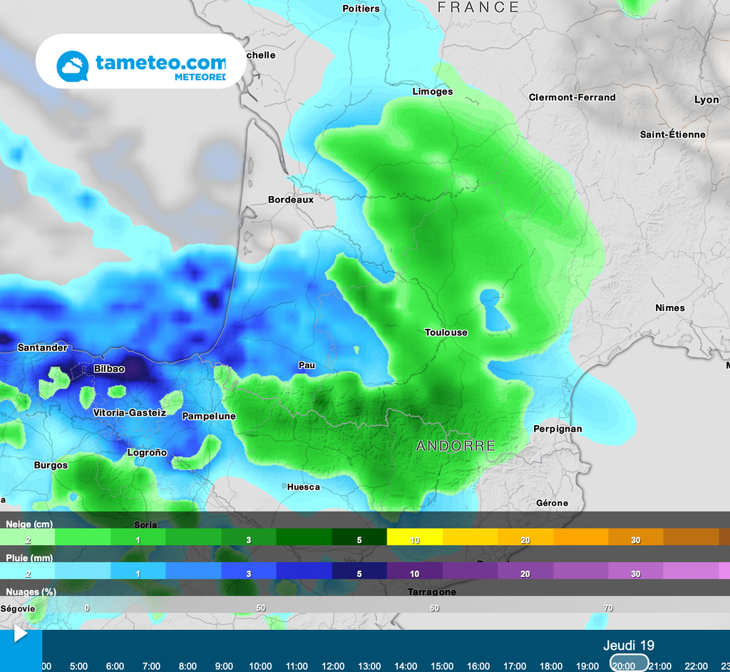 En soirée et nuit de jeudi à vendredi, la neige pourrait s'inviter sur Toulouse.