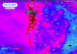 150 mm de chuva no Porto: a previs&atilde;o extrema do modelo europeu at&eacute; &agrave; noite de segunda-feira, 26