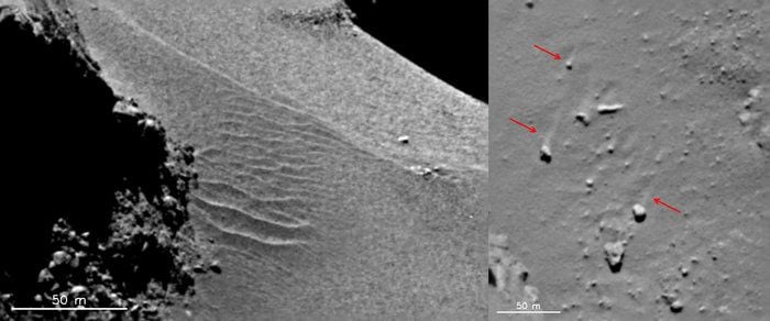 Ondas y estelas de rocas por el viento