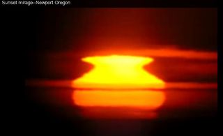 Puesta de sol y espejismo