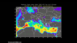 Mapas previstos de condiciones de propagación de señales electromagnéticas (test)