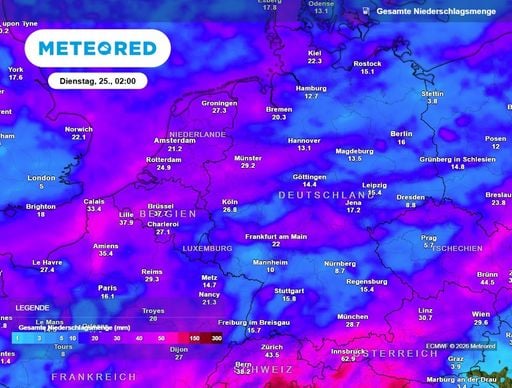 &bdquo;160 Liter in wenigen Stunden?!" &ndash; Luftmassengrenze legt sich &uuml;ber Deutschland: DIESE Regionen trifft es knallhart
