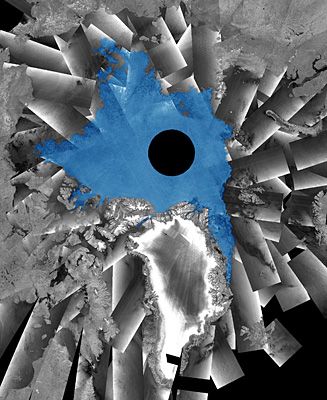 El Océano Ártico visto por Envisat. Créditos: ESA, DMI, NIC