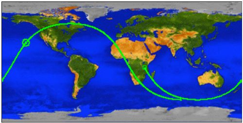 El círculo verde señala el posible lugar de caída del UARS, según los últimos datos de la NASA.