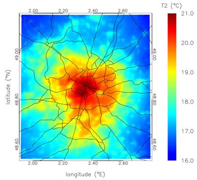 Temperatura nocturna en París a vista de satélite. Temperatura nocturna en París a vista de satélite. Créditos: VITO, Planetek.