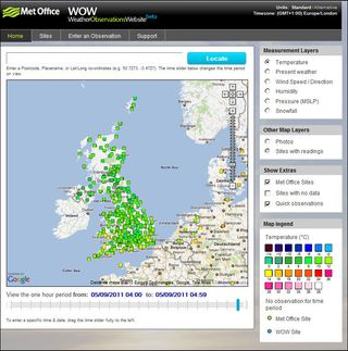 Las observaciones del tiempo de los aficionados en la página Web de la Met Office