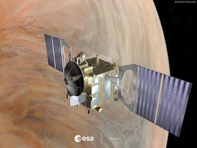 Recreación de la Venus Express con sus dos paneles solares extendidos. Recreación de la Venus Express con sus dos paneles solares extendidos. Fuente: ESA
