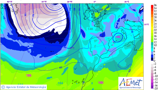 Mapa de 850 hPa de las 18 UTC para el 7 de noviembre Mapa de 850 hPa de las 18 UTC para el 7 de noviembre
