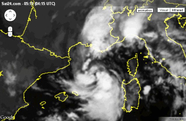 Imagen IR10.8 del Meteosat-9 de las 04:15 UTC del 8 de noviembre de 2011 Imagen IR10.8 del Meteosat-9 de las 04:15 UTC del 8 de noviembre de 2011
