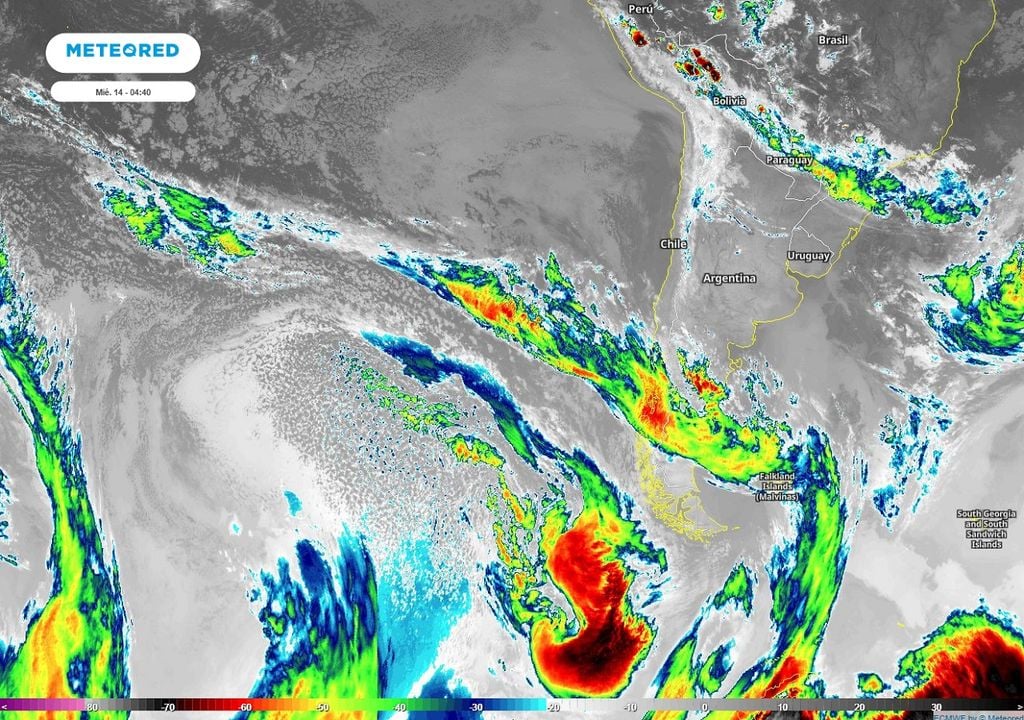 Imagen de satélite; sistema frontal