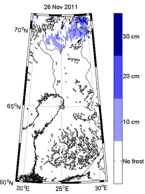 Suelo helado para el 26 de noviembre de 2011 sobre Finlandia Suelo helado para el 26 de noviembre de 2011 sobre Finlandia