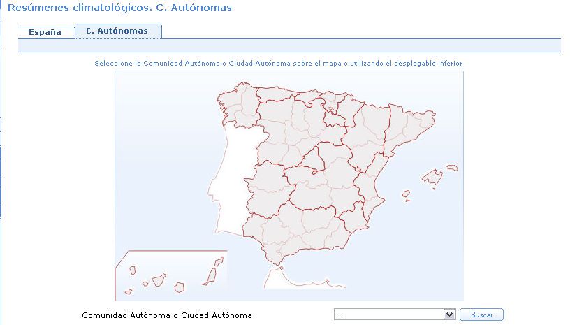 Figura 3. Mapas sensibles para obtener los avances climatológicos por comunidades Figura 3. Mapas sensibles para obtener los avances climatológicos por comunidades. Fuente: AEMET