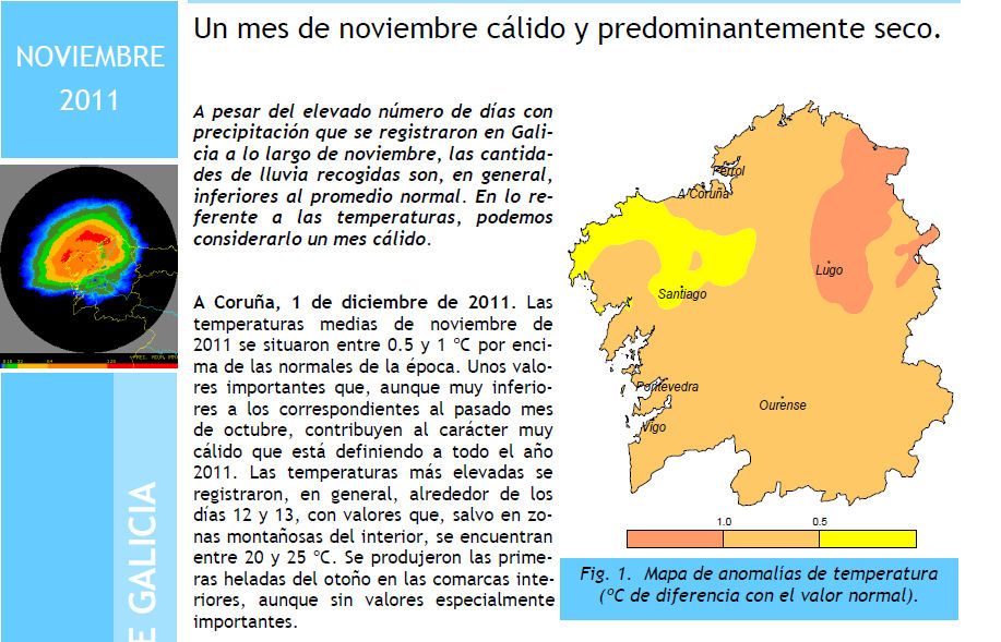 Figura 3. Ejemplo de una de las páginas del resumen para la Comunidad de Galicia Figura 3. Ejemplo de una de las páginas del resumen para la Comunidad de Galicia. Fuente: AEMET
