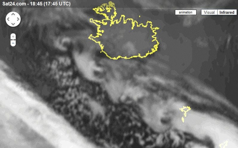 Imagen del 4 de enero de 2012 a las 17:45 UTC. Fuente: SAT24.com-EUMETSAT
