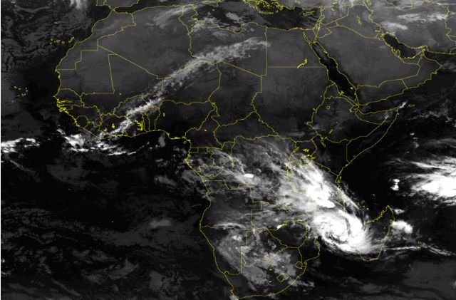 Imagen del 23 de enero de 2012 a las 04:30 UTC en el canal infrarrojo. Fuente: Sat24.com-EUMETSAT