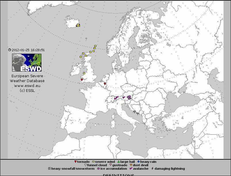 Nuevos fenómenos severos pueden ser reportados y analizados en la ESWD. Fuente: ESWD