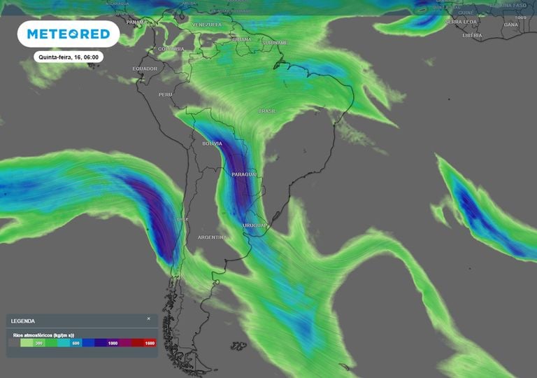 Dois rios atmosf&eacute;ricos atingem a Am&eacute;rica do Sul simultaneamente
